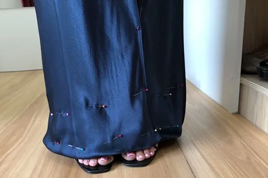 Bridesmaid dress tailored with precise measurements