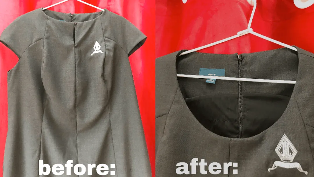 Repairing the collar of a suit jacket